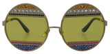 Kristall verzierte goldene ovale Sonnenbrille