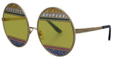 Kristall verzierte goldene ovale Sonnenbrille