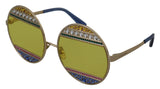 Kristall verzierte goldene ovale Sonnenbrille