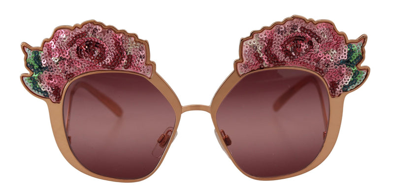 Lunettes de soleil brodées à paillettes de rose chic