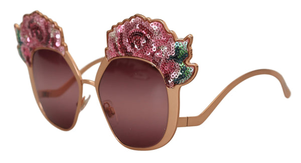 Lunettes de soleil brodées à paillettes de rose chic