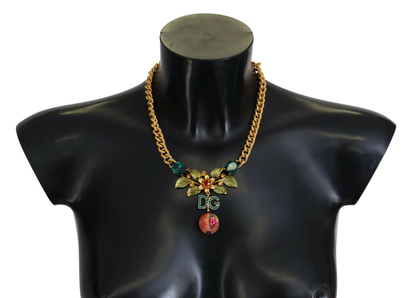 Elegante collana di frutta floreale tono in oro