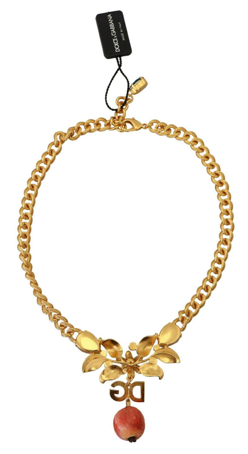 Elegante collana di frutta floreale tono in oro