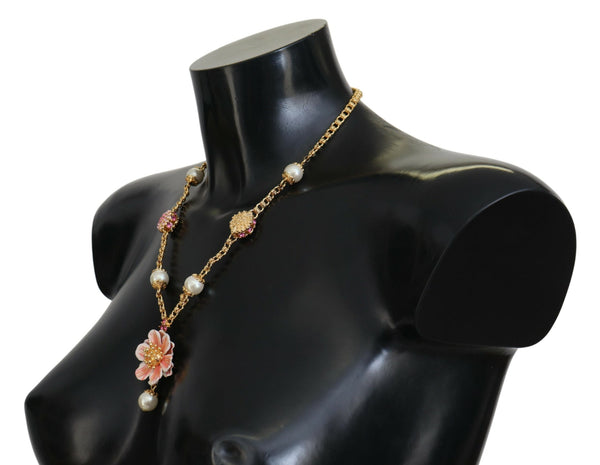 Elegante collar de encanto de declaración floral