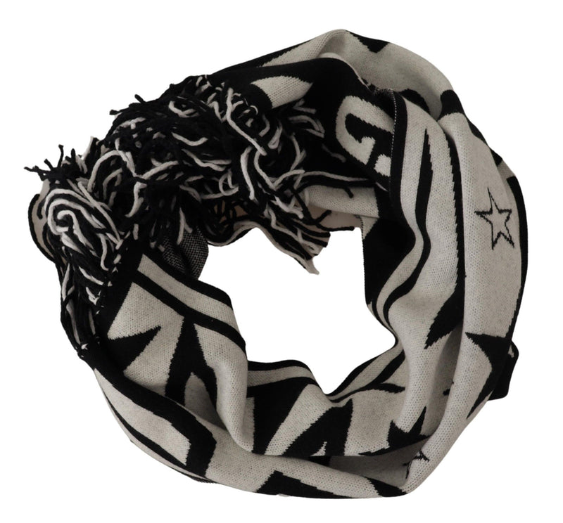 Elegant Monochrome Wool-Cashmere Men's Scarf