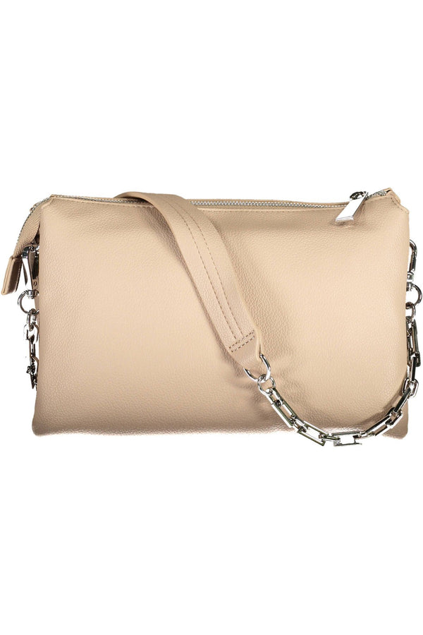 Bolso de hombro con mango de cadena beige