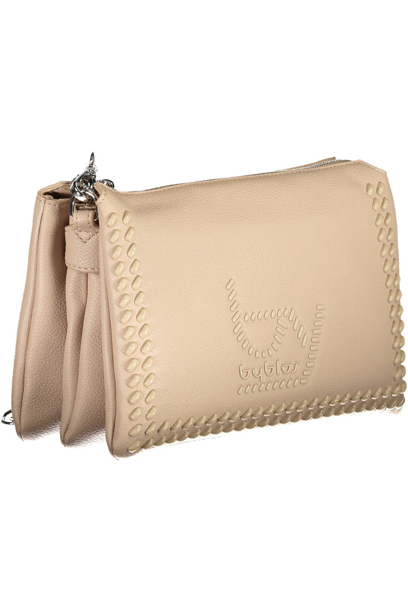 Bolso de hombro con mango de cadena beige