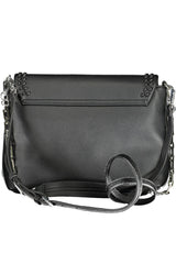 Elegante bolso de hombro negro con mango de cadena