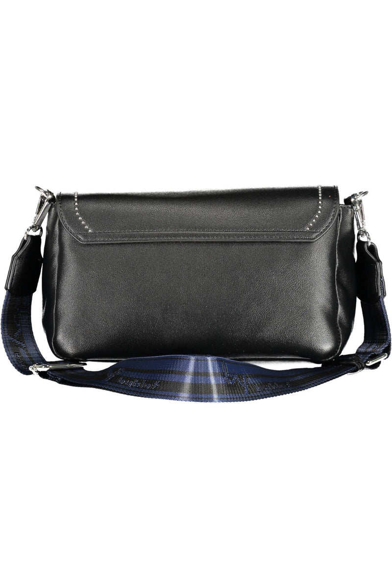 Elegante schwarze kontrastierende Detailhandtasche