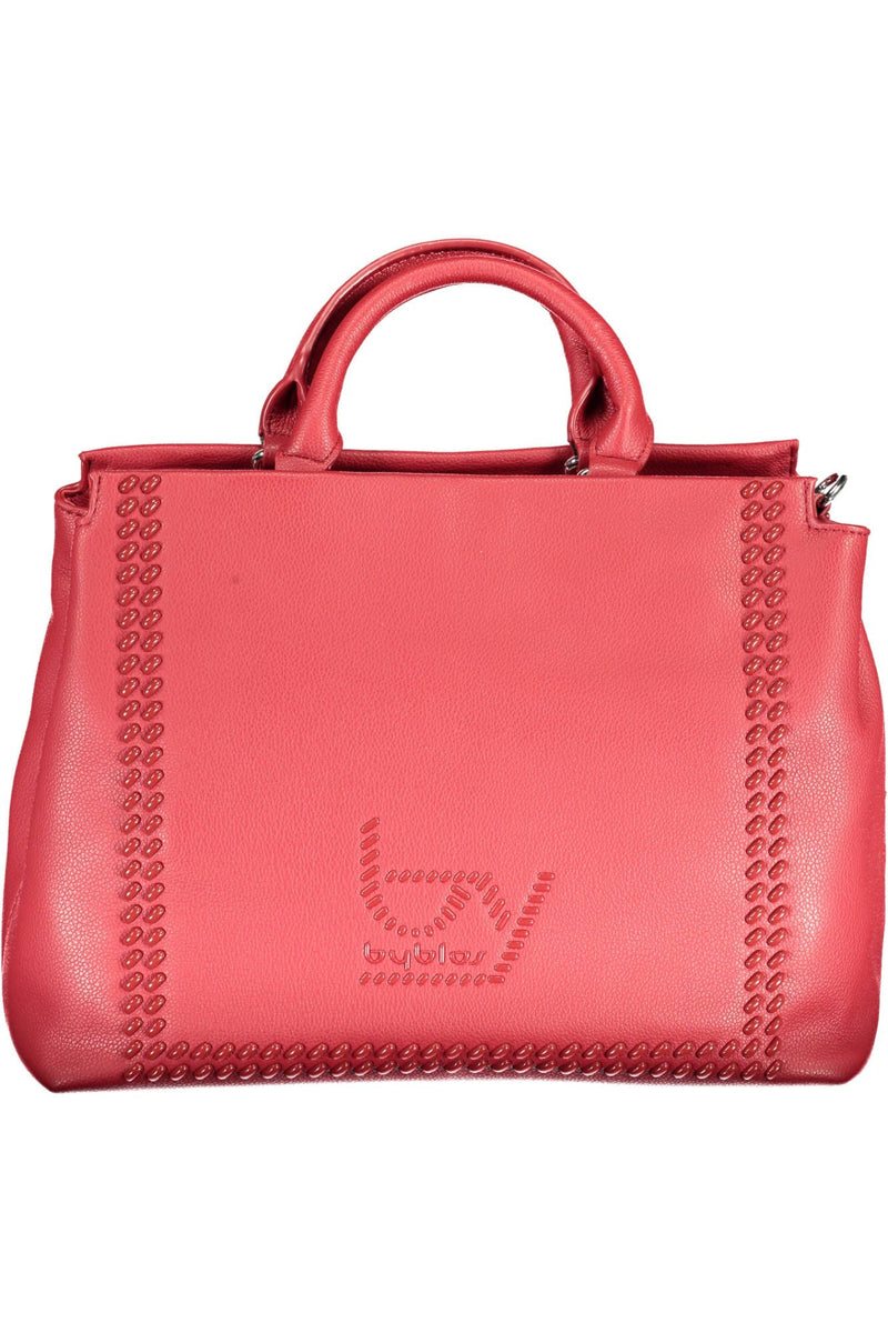 Bolso rojo de dos compartimentos elegante con detalles del logotipo