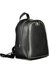 Elegante mochila negra con detalles contrastantes