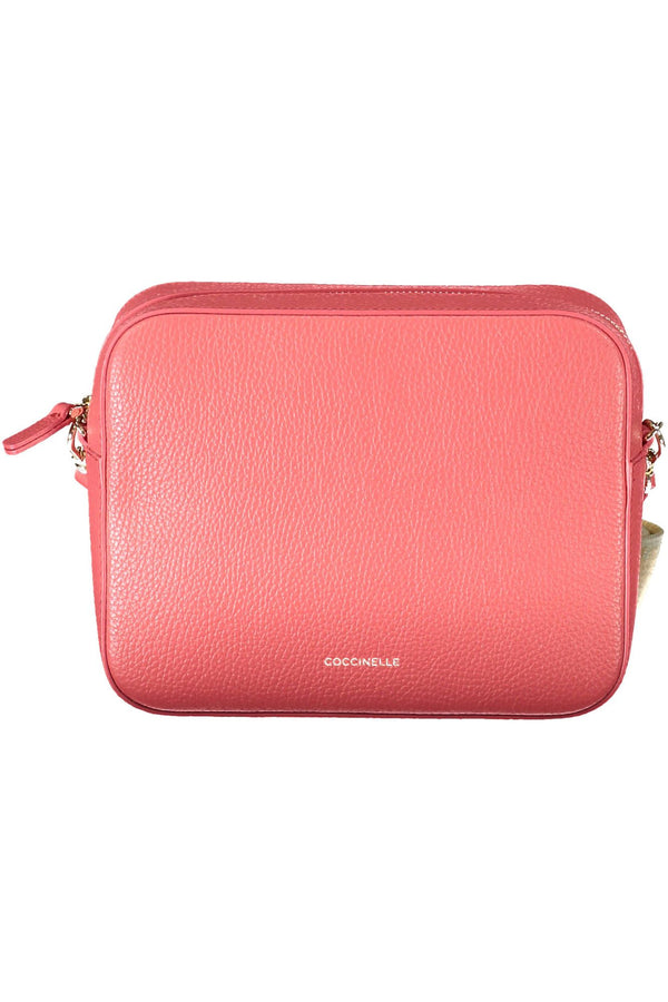 Bolso de hombro de cuero rosa elegante con acentos de logotipo