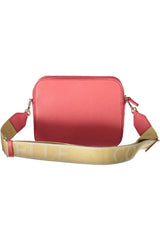 Bolso de hombro de cuero rosa elegante con acentos de logotipo