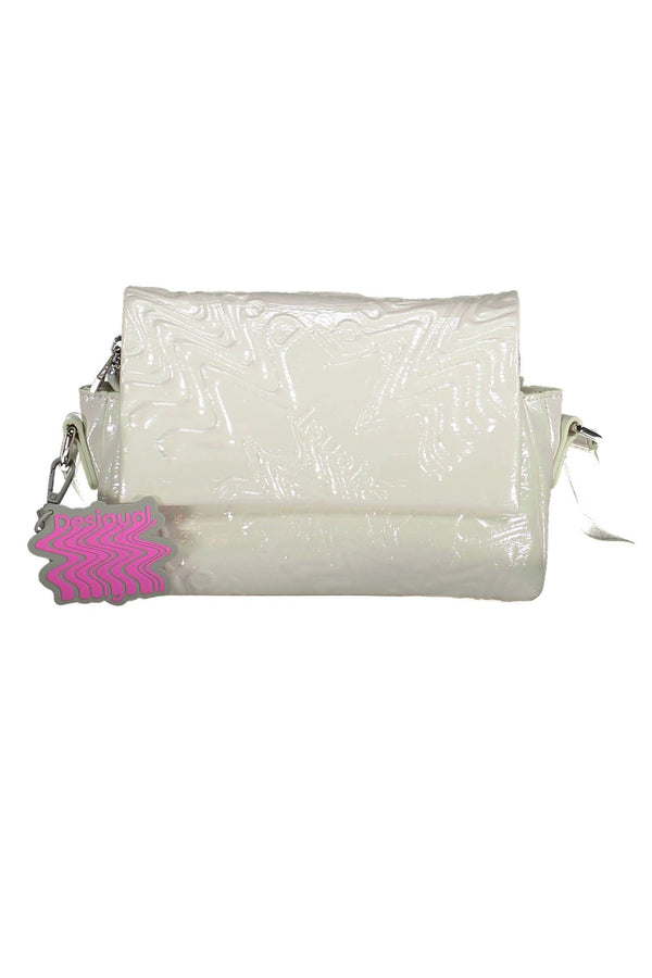 Bolso de hombro ajustable iridiscente en blanco