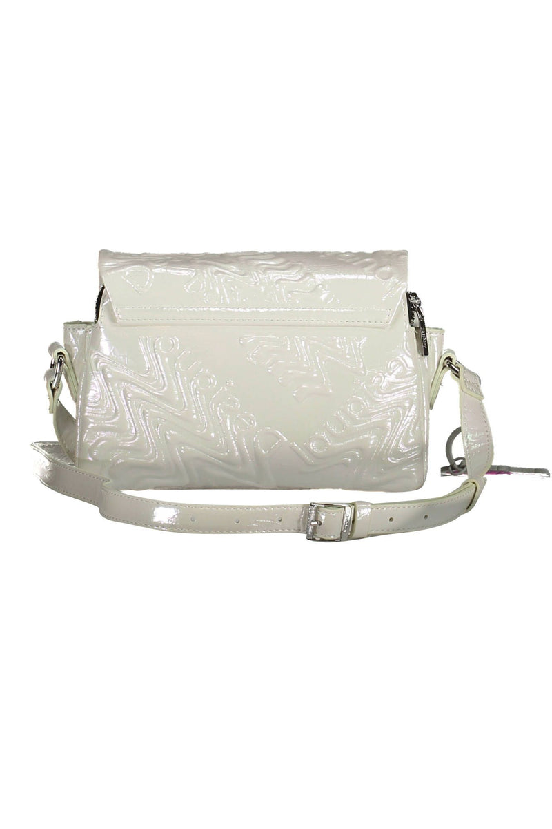 Bolso de hombro ajustable iridiscente en blanco