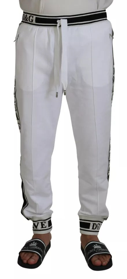 White Logo Jogger Jogging Cotton Pants