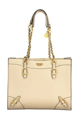 Bolso de hombro de alambre de cadena beige