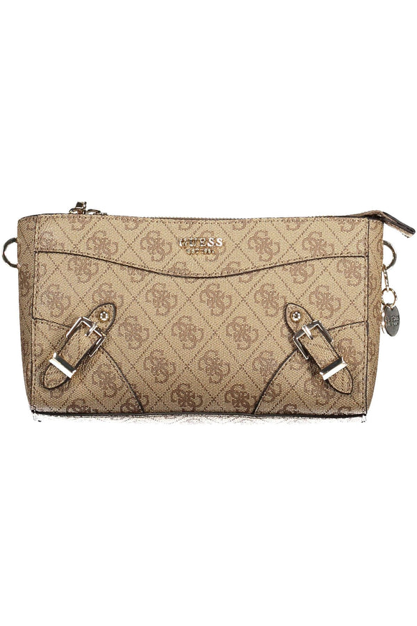 Bolso de hombro beige elegante con detalles contrastantes