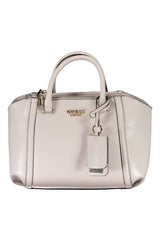 Elegante bolso gris con acentos contrastantes