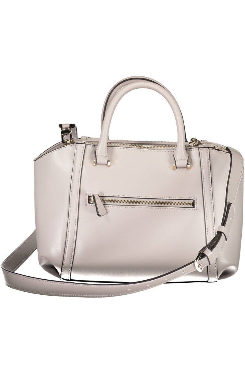 Elegante bolso gris con acentos contrastantes