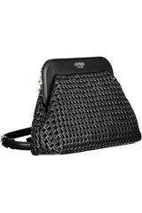 Chic Black Polyuretan Satchel con detalle del logotipo