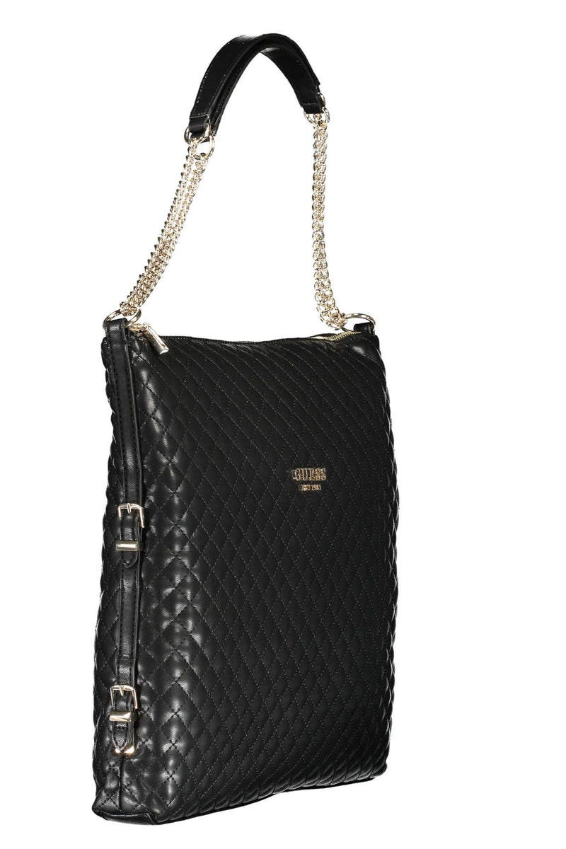 Chic bolso de hombro negro de dos cadenas