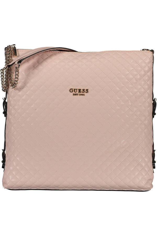 Bolso de hombro con cadena de poliuretano rosa rosa