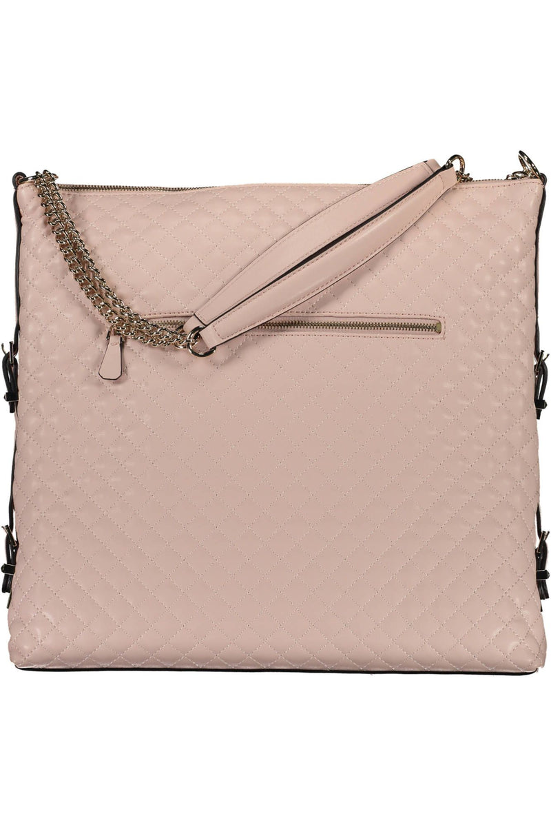 Bolso de hombro con cadena de poliuretano rosa rosa