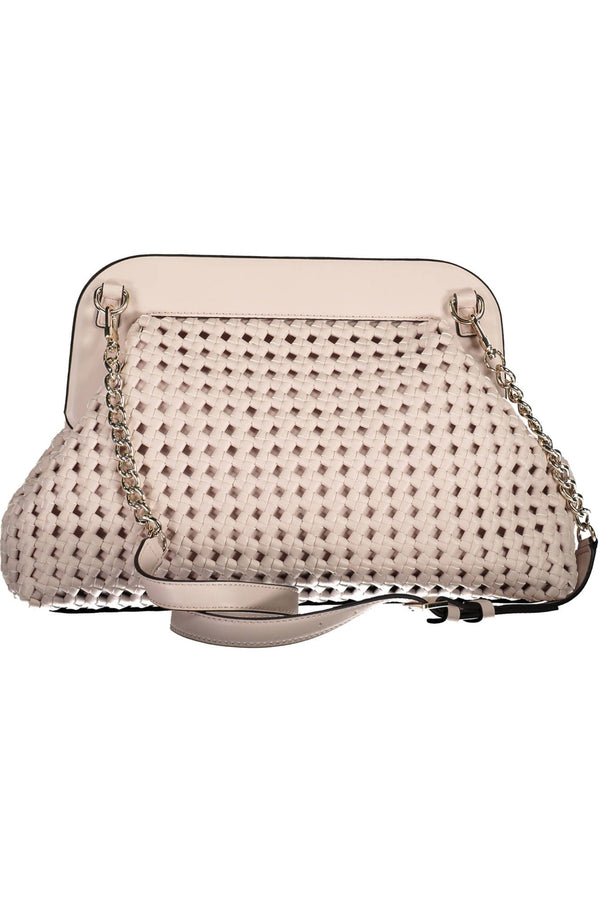 Elegante bolso rosa con detalles contrastantes