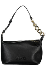 Bolso de hombro negro elegante con detalles contrastantes