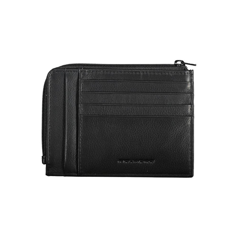 Sleek Black Leather Card Holder with RFID Blocker