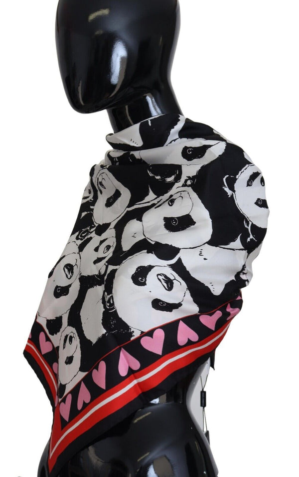 Eleganter Panda Print Seidenschal