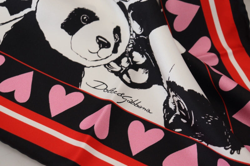 Elegante bufanda de seda con estampado de panda