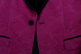 Pink Floral Brocade Slim Blazer Jacket