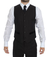 Brown Striped Wool Slim 3 Piece Suit Tuxedo
