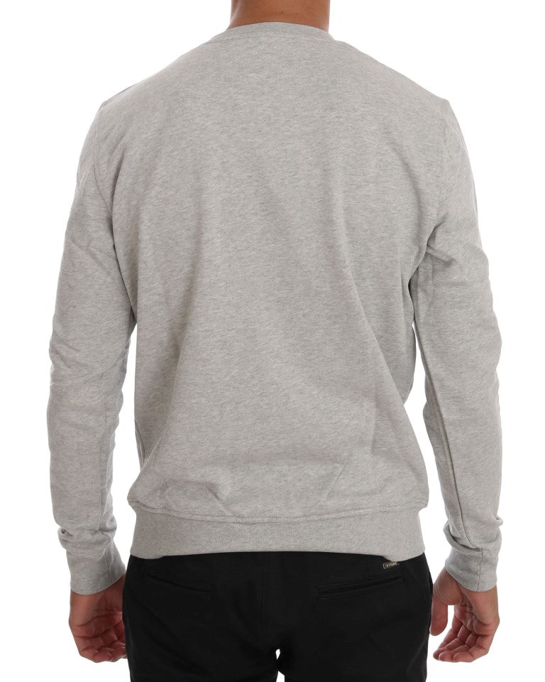 Gray Cotton Crewneck Pullover Sweater