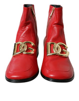 Red DG Buckle Leather Mid Malf Boots Chaussures