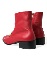 Red DG Buckle Leather Mid Malf Boots Chaussures