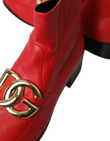 Red DG Buckle Leather Mid Malf Boots Chaussures