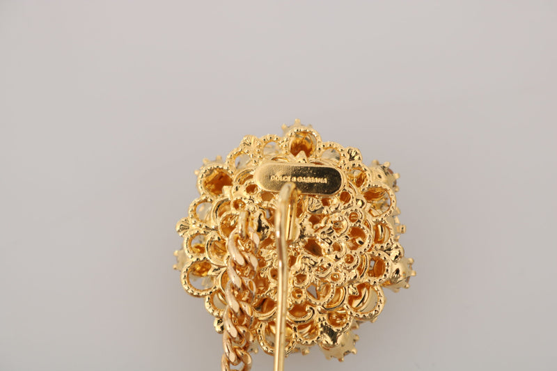 Broche d'or ornée de cristal exquise