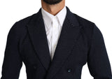 Dark Blue Dotted Double Breasted Coat Blazer