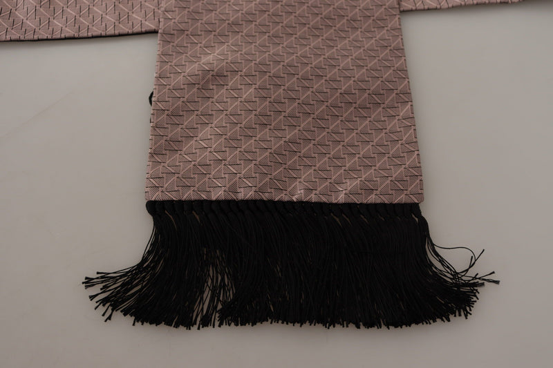 Elegant Silk Fringed Men's Scarf in Pink