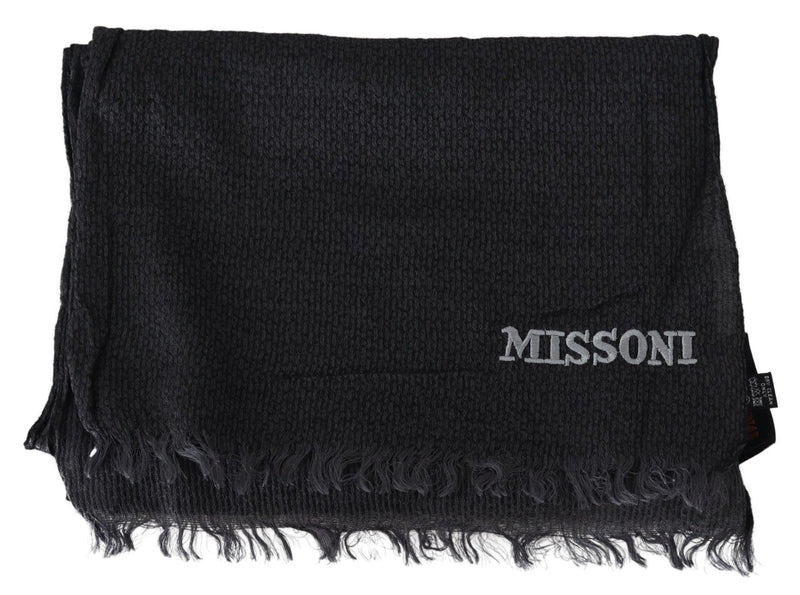 Black Wool Knit Unisex Neck Wrap Scarf