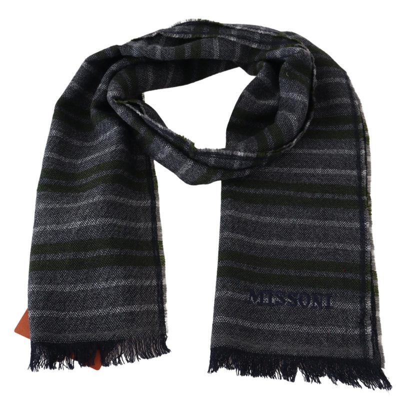 Gray Striped Wool Unisex Neck Wrap Scarf