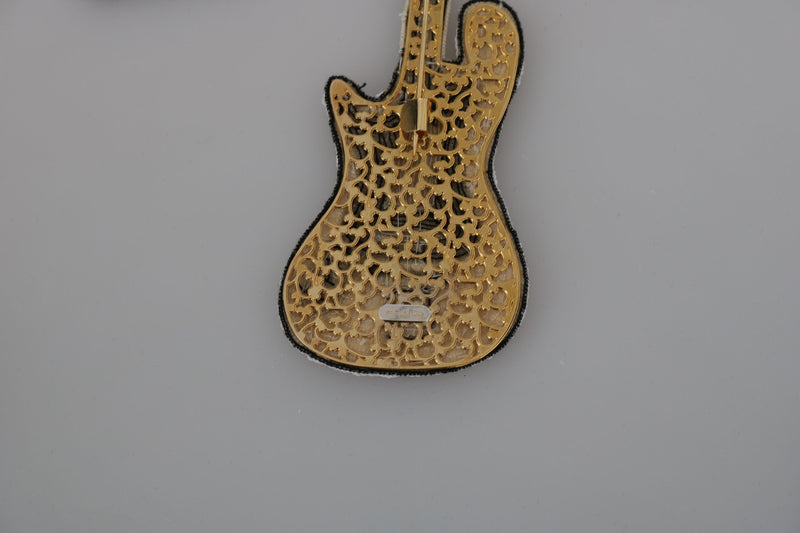 Broche de broche de guitare à paillettes en or