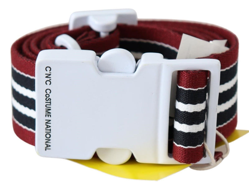 Black Red Stripe White Logo Buckle Waist Belt