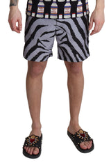 Gray Zebra Print Beachwear Shorts