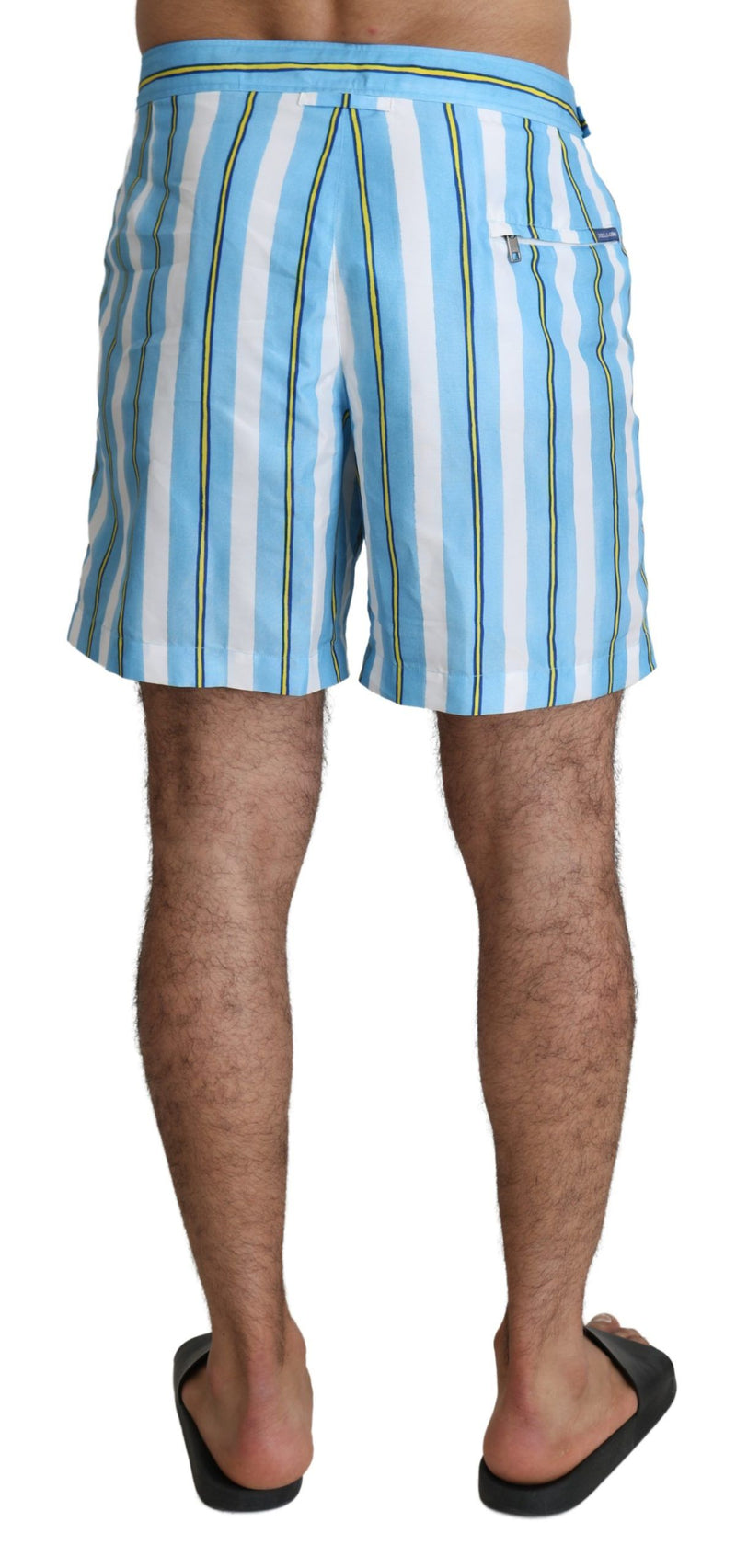 Blue Striped Beachwear Men Swimshorts