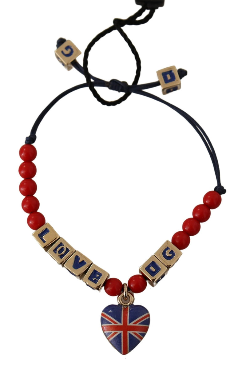 Elegante pulsera azul, vidrio rojo y zama