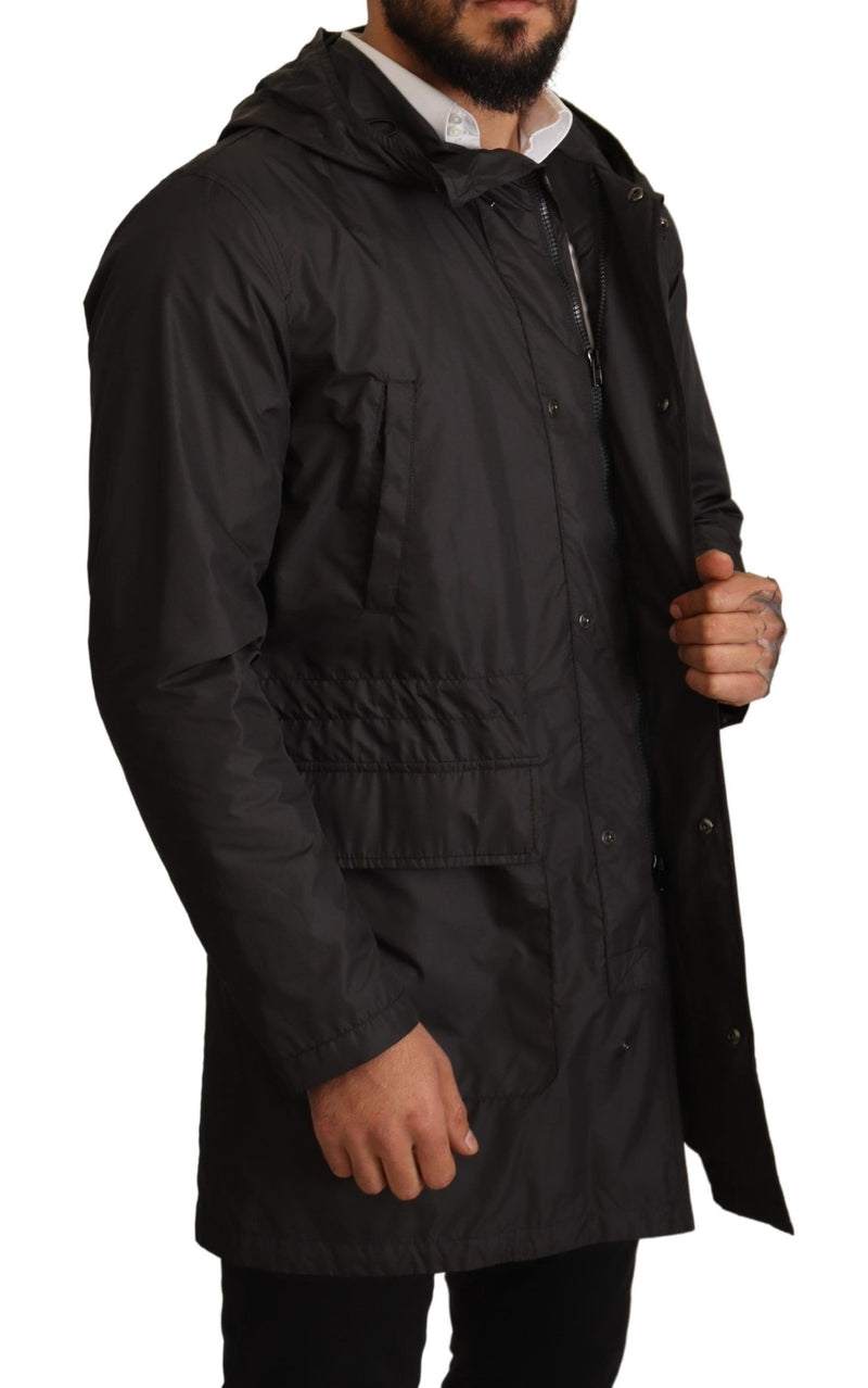 Black Hooded Trench Coat Jacket